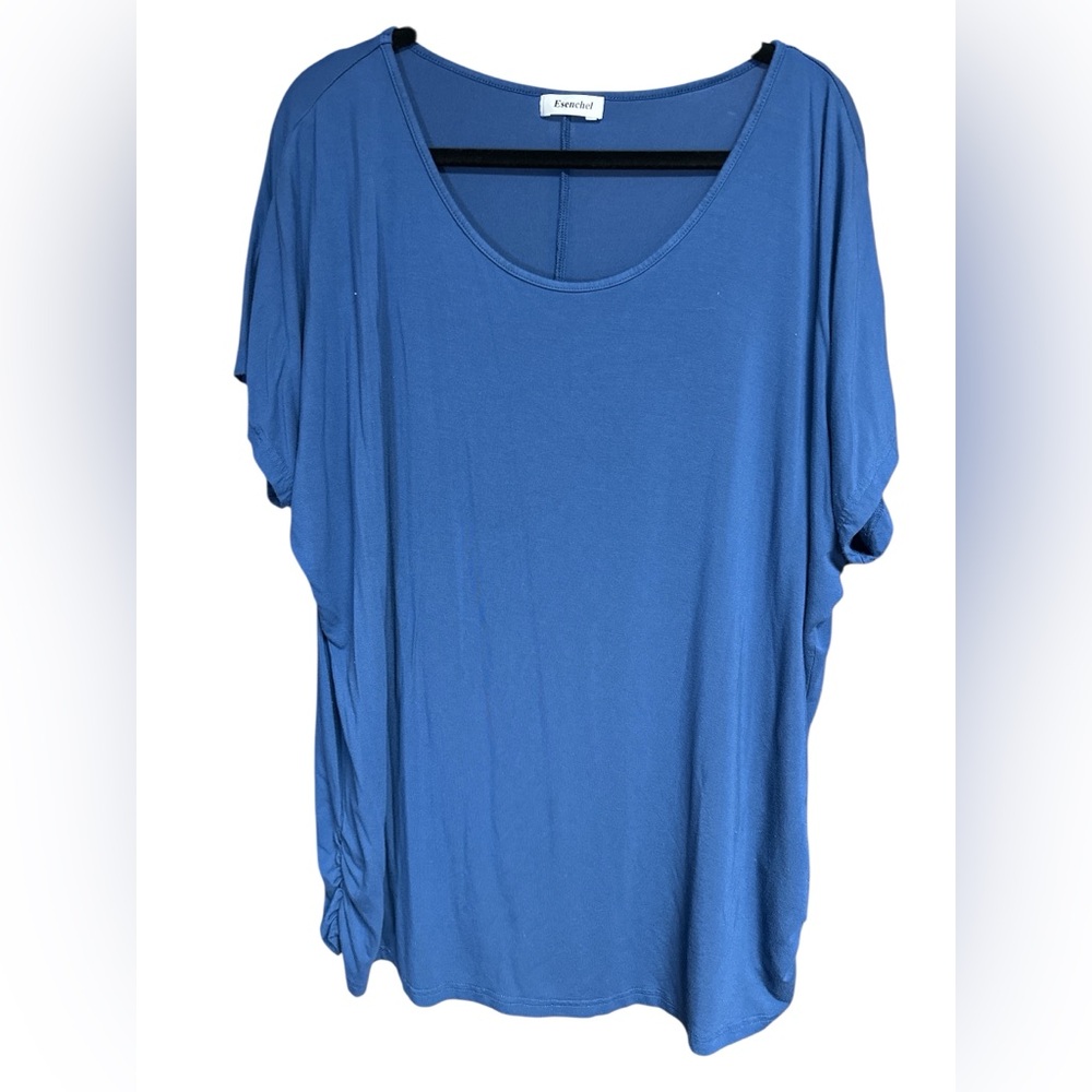 Esenchel Cobalt Blue Short Sleeve Scoop Neck Top size 2X Plus